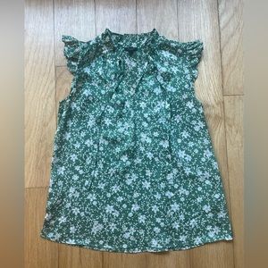 Ann Taylor Green and White Floral Top